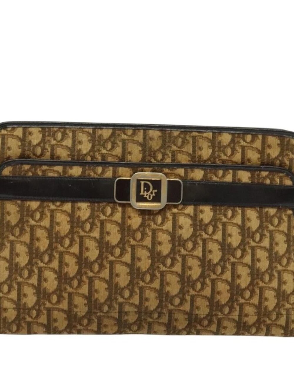 Christian Dior Trotter Canvas Shoulder Bag Beige Auth 126128 - Picture 2 of 16